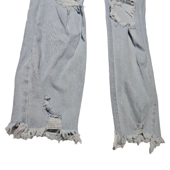 Cello Jeans Womens Size 13 Straight Leg High Rise Ripped Light Wash Denim Pants - Picture 4 of 7